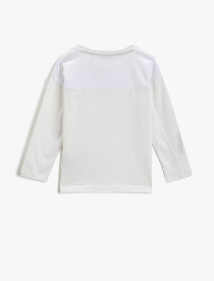 Erkek Çocuk Baskılı Tişört Uzun Kollu Bisiklet Yaka