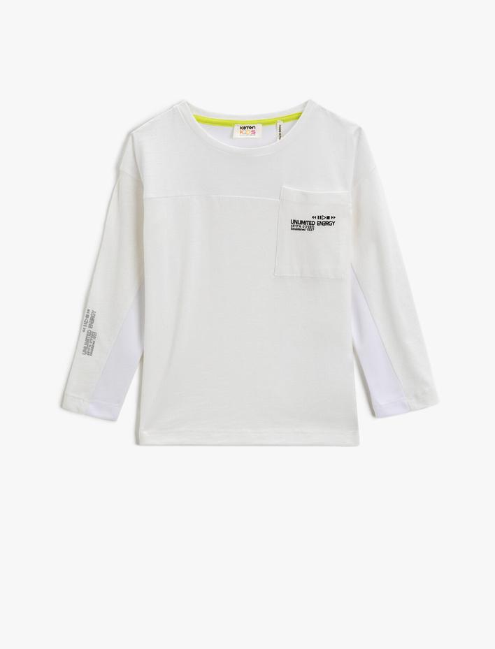 Erkek Çocuk Baskılı Tişört Uzun Kollu Bisiklet Yaka