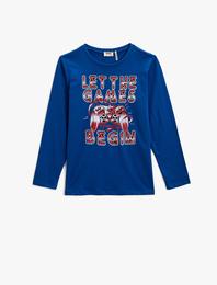 Baskılı Uzun Kollu Tişört Pamuklu