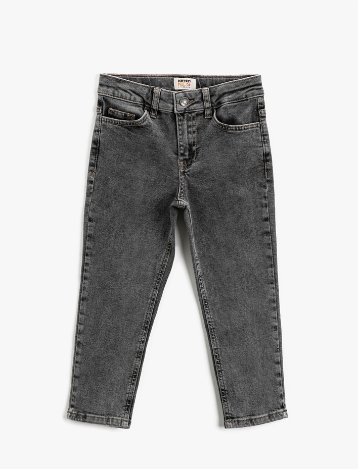 Erkek Çocuk Kot Pantolon Jogger Beli Lastikli Cepli Pamuklu - Jegging Jean