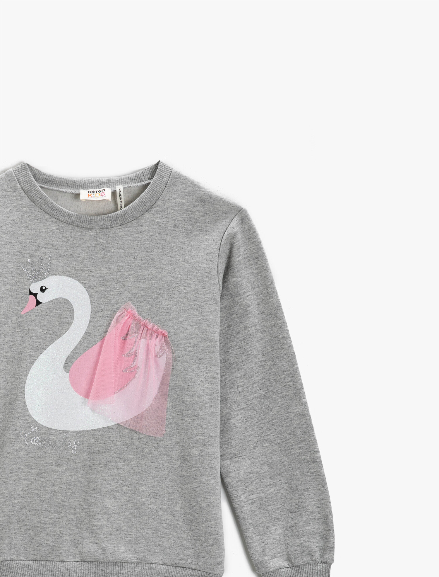  Kız Çocuk Hayvan Baskılı Sweatshirt Bisiklet Yaka Uzun Kollu