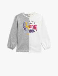 Baskılı Bisiklet Yaka Uzun Kollu Tişört