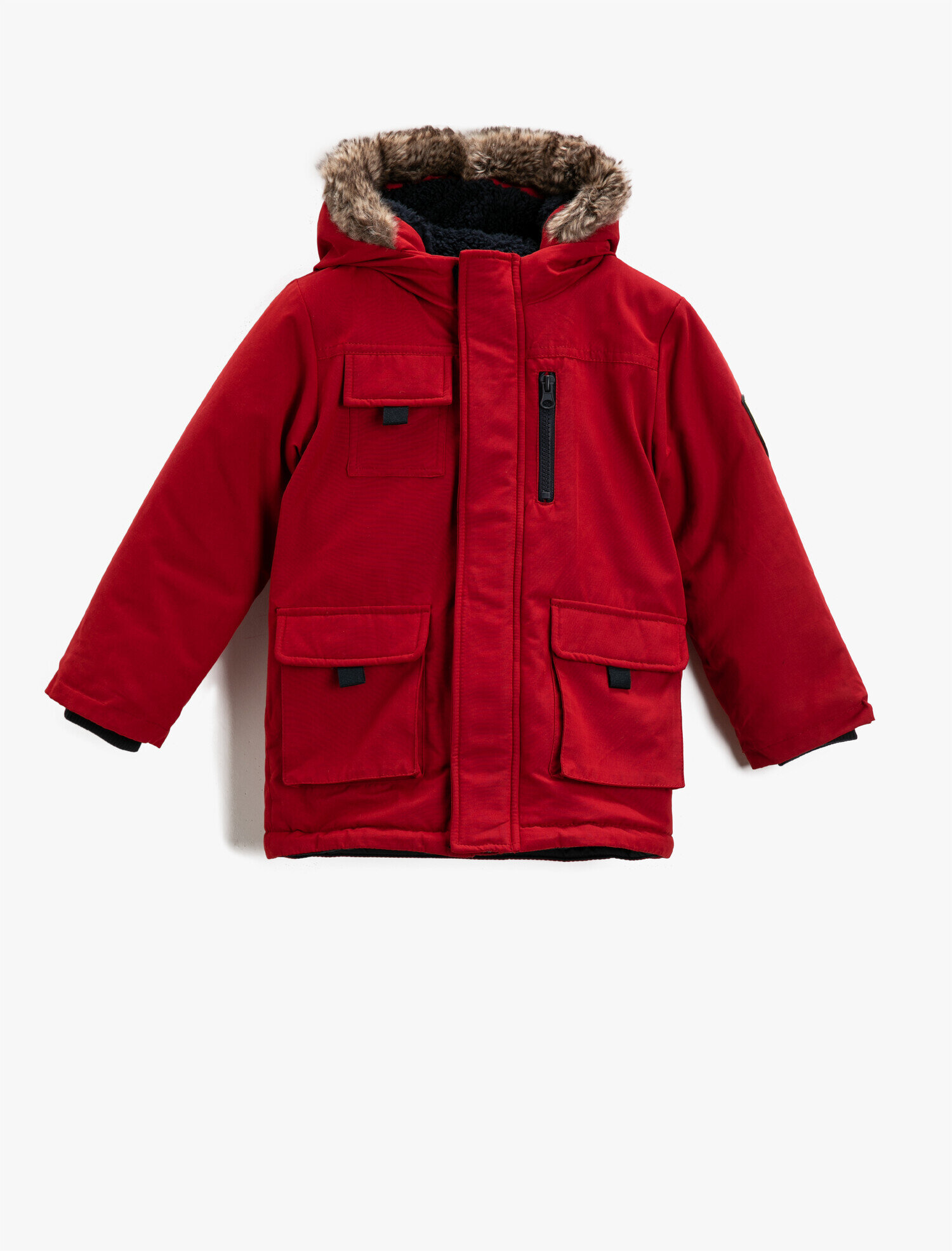  Erkek Çocuk Suni Kürklü Kapşonlu Mont