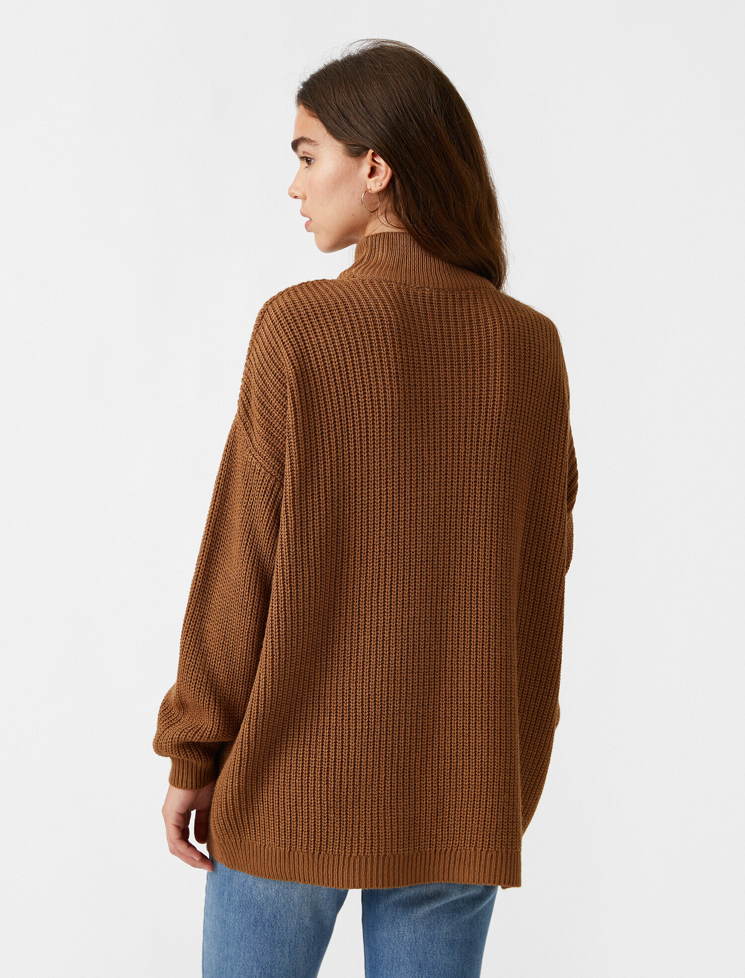   Balıkçı Yaka Oversize Kazak Triko Kaşmir Dokulu