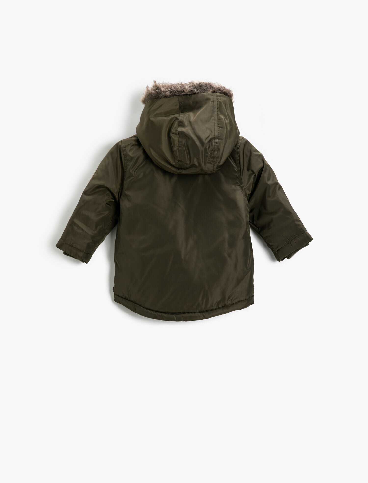 Erkek Bebek Suni Kürklü Kapşonlu Kaban