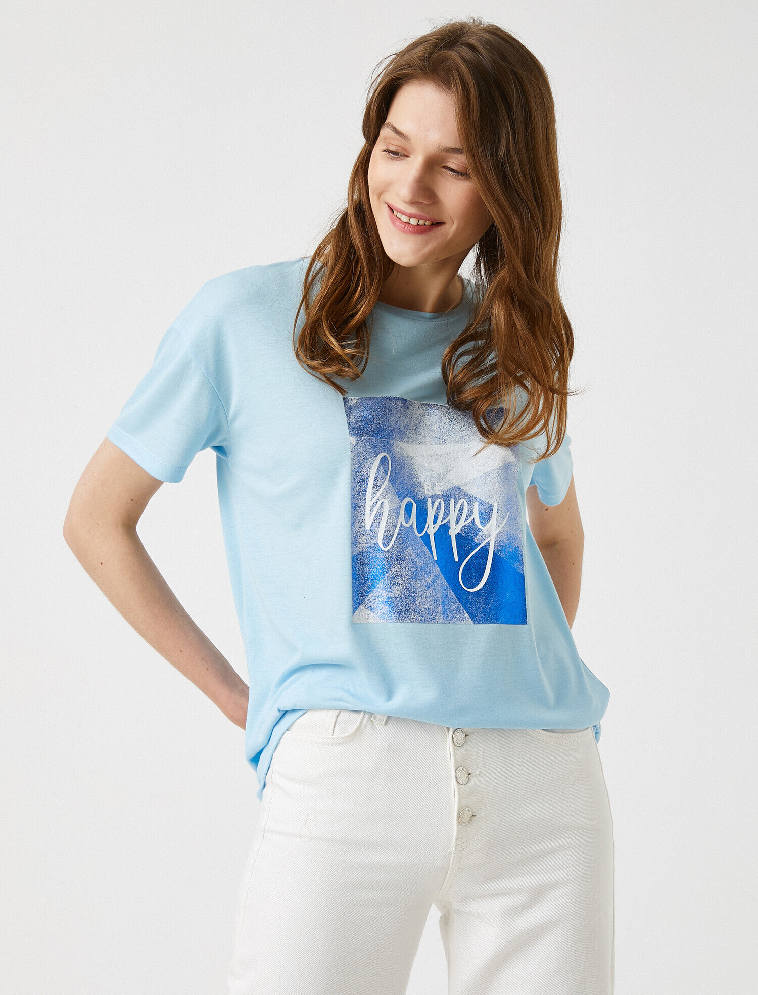   Baskılı Tişört Bisiklet Yaka