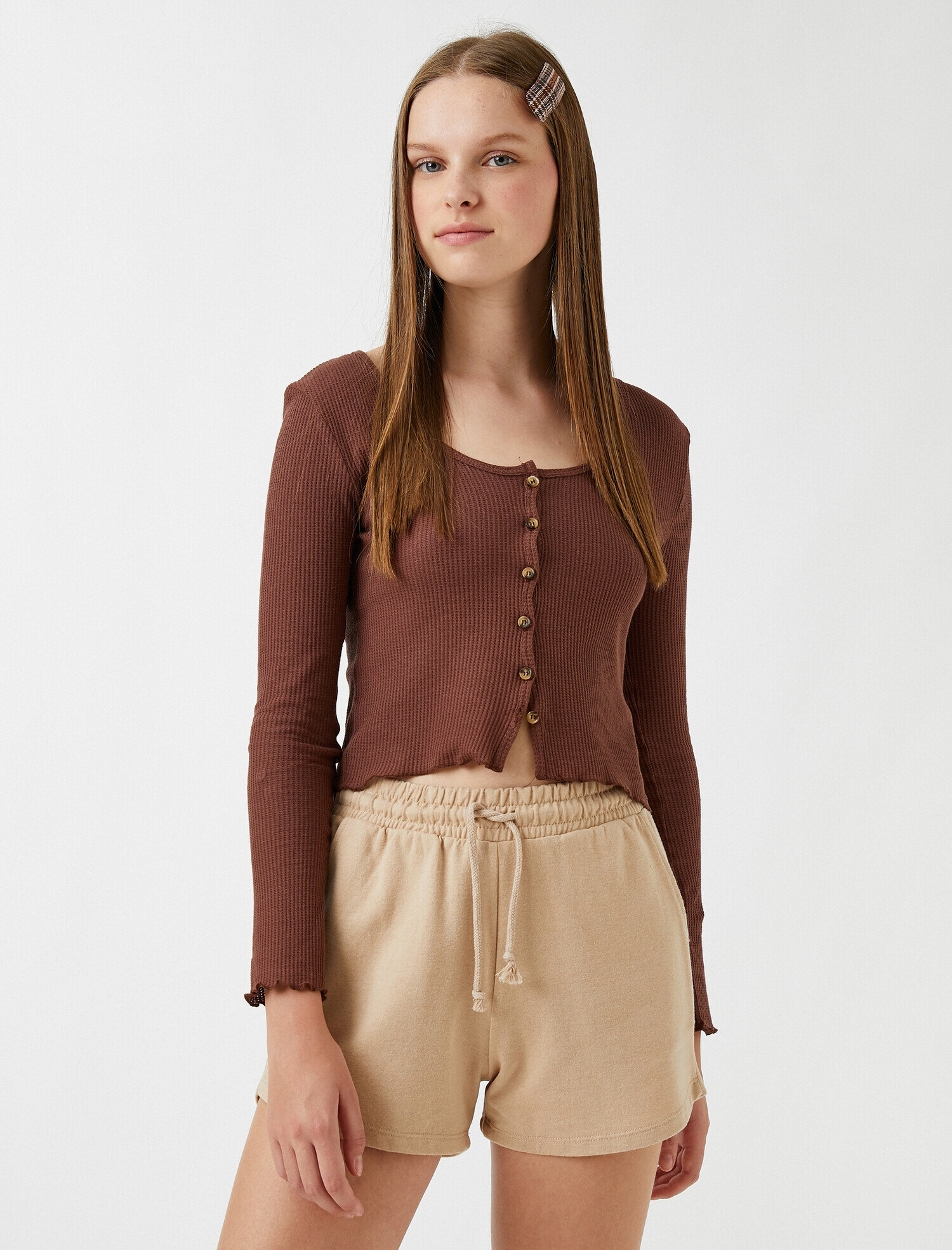   Slim Fit Waffle Hırka Pamuklu