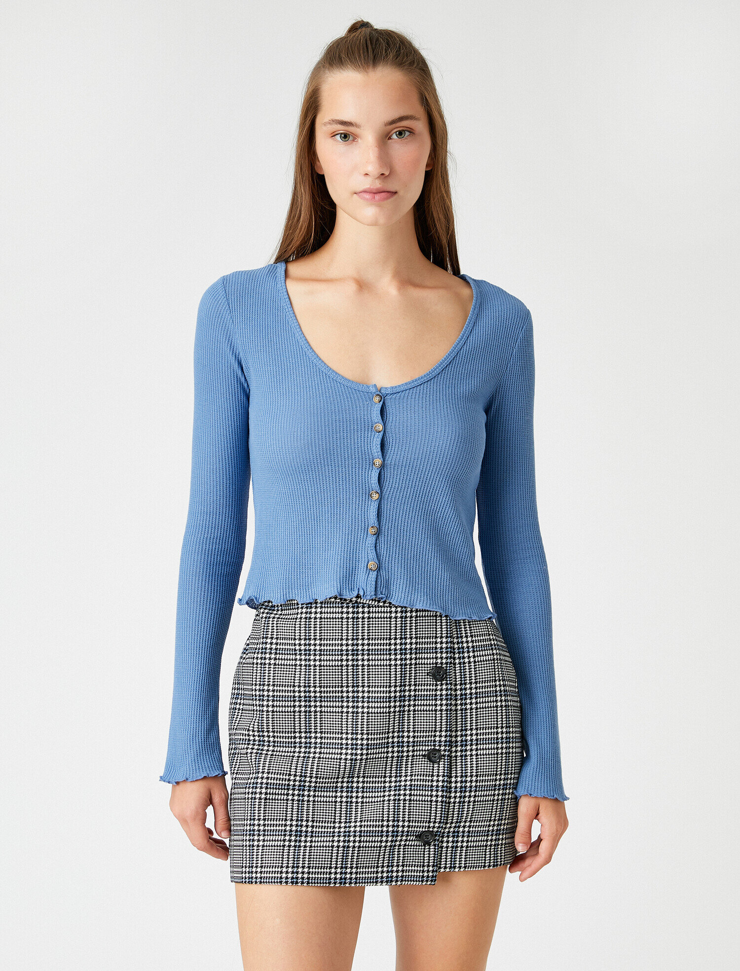   Slim Fit Waffle Hırka Pamuklu