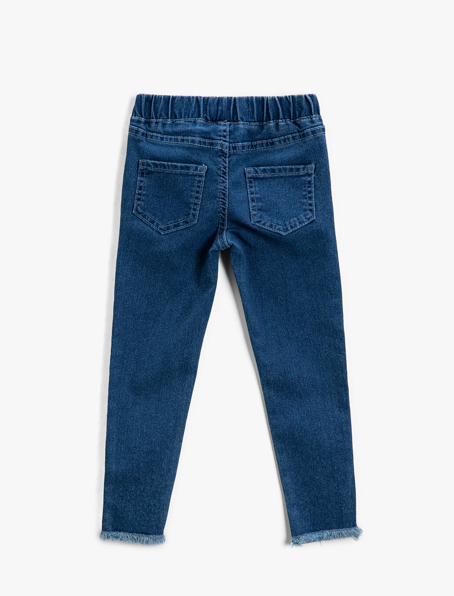  Kız Çocuk Kot Tayt Paçaları Taşlı Beli Lastikli