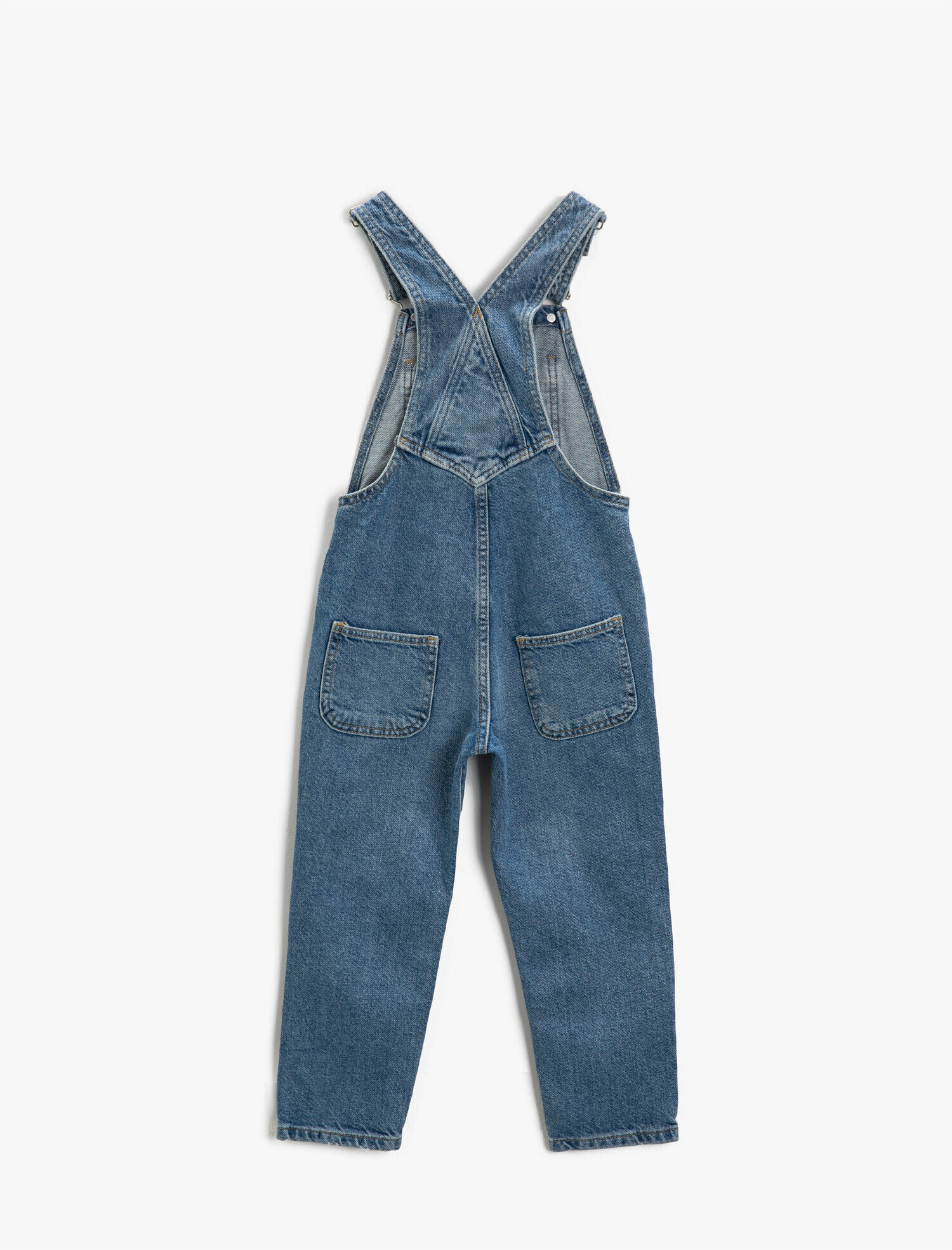  Kız Çocuk Salopet Yırtık Kot Tulum Uzun Pamuklu