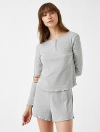 Fitilli Fırfırlı Pijama Üstü