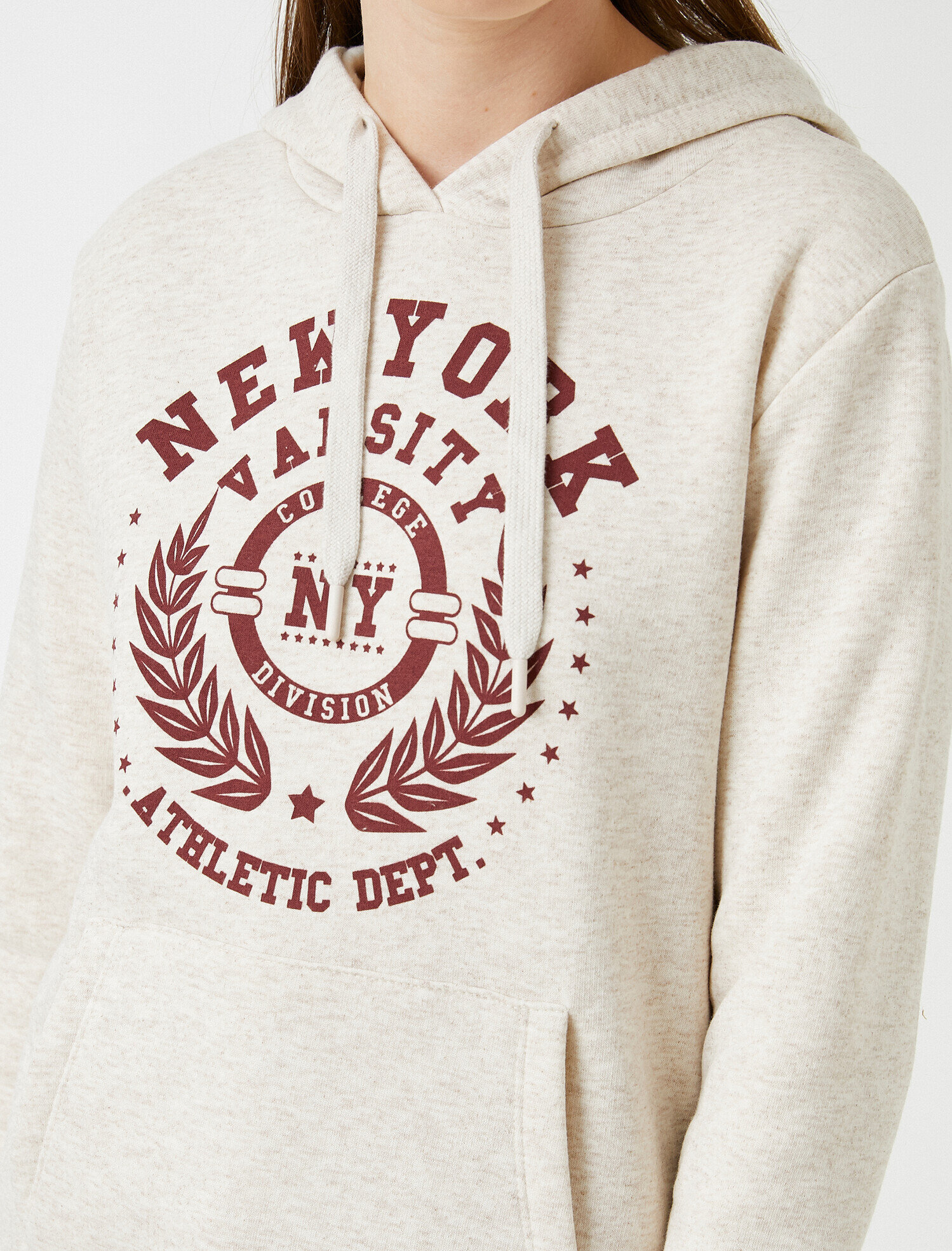   New York Baskılı Kapüşonlu Sweatshirt Pamuklu
