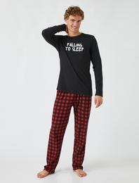 Pamuklu Kareli Uzun Kollu Pijama Seti