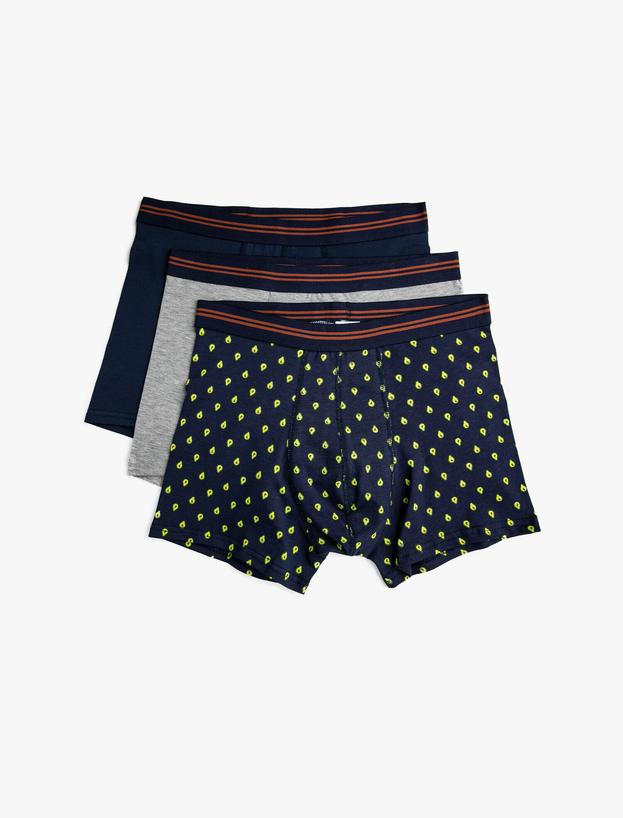   Desenli Pamuklu Basic Boxer Seti 3'lü