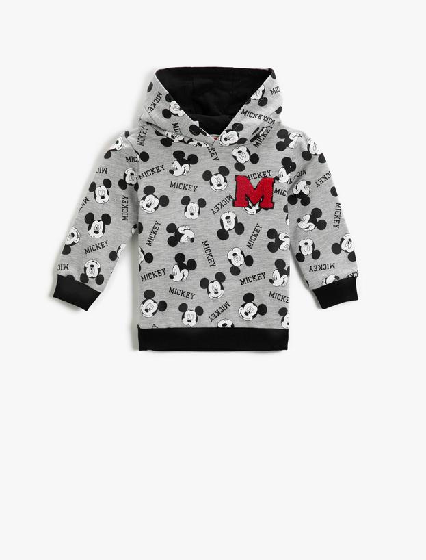  Erkek Bebek Mickey Mouse Lisanslı Pamuklu Kapüşonlu Sweatshirt