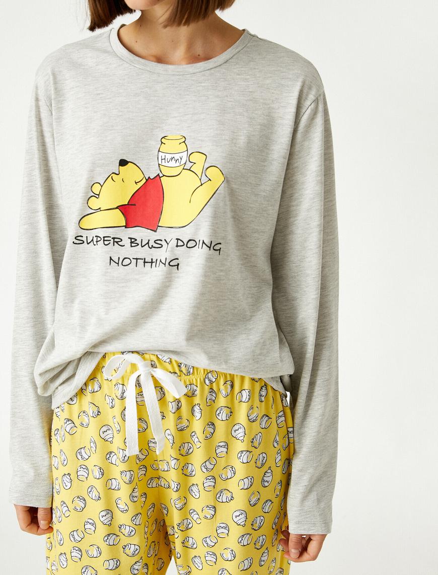   Winnie The Pooh Lisanslı Baskılı Uzun Kollu Pijama Takımı