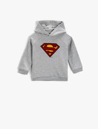 Superman Lisanslı Baskılı Kapüşonlu Sweatshirt