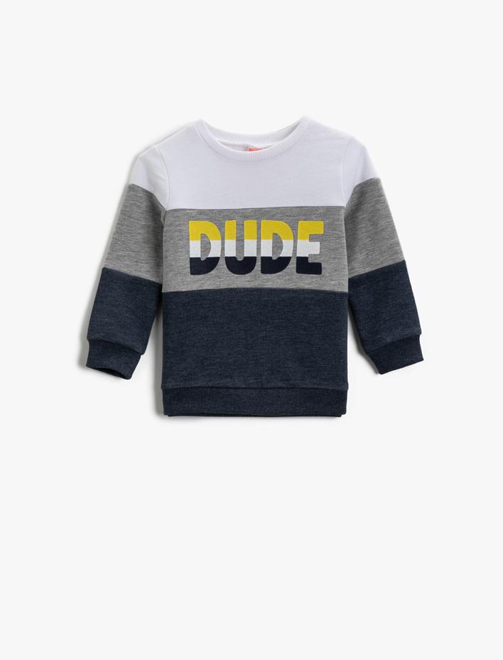 Erkek Bebek Pamuklu Sweatshirt s Yazılı Baskılı