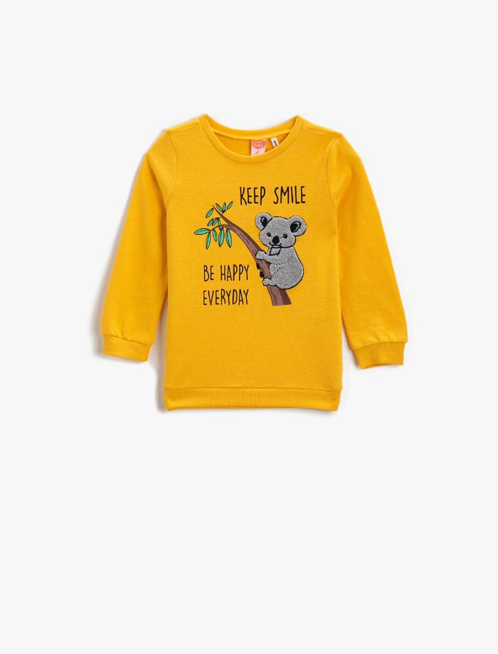 Erkek Bebek Bisiklet Yaka Uzun Kollu Baskılı Sweatshirt