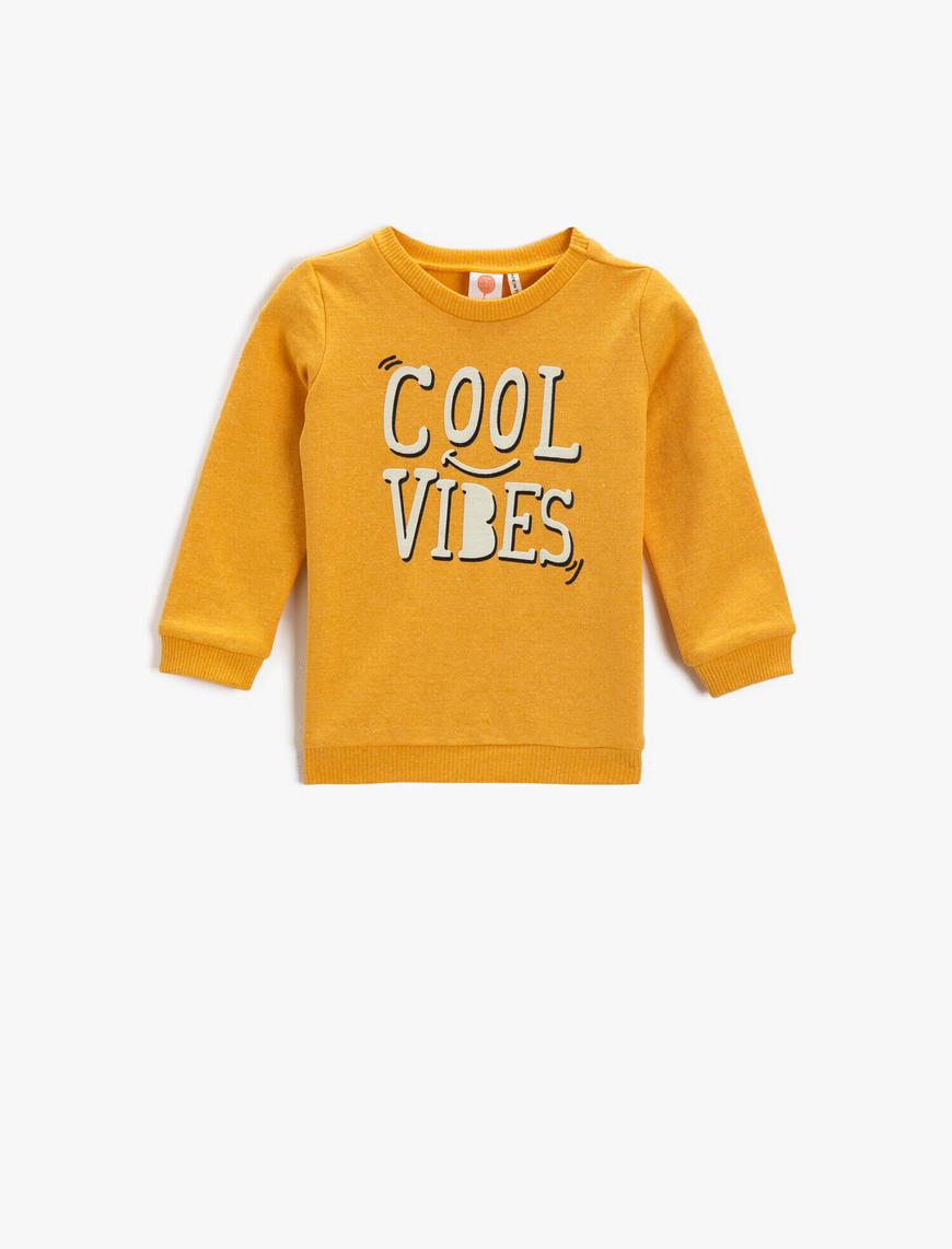 Erkek Bebek Yazı Baskılı Sweatshirt