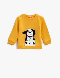 Pamuklu Sweatshirt s Köpek Baskılı