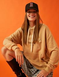 Kapüşonlu Nation Park İşlemeli Kanguru Cepli Sweatshirt İçi Polarlı