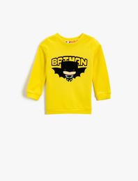 Batman Baskılı Bisiklet Yaka Sweatshirt Lisanslı Pamuklu