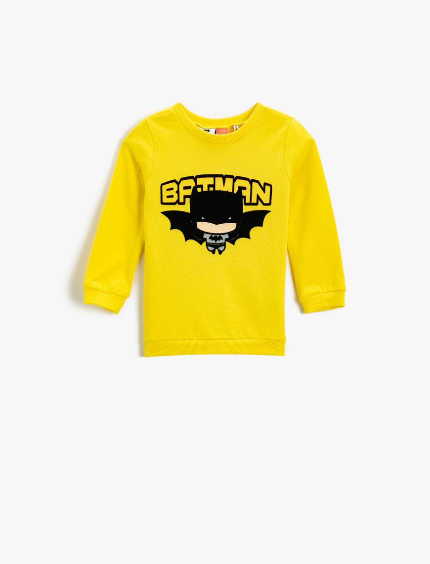  Erkek Bebek Batman Baskılı Bisiklet Yaka Sweatshirt Lisanslı Pamuklu