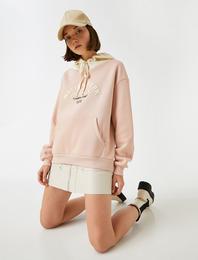 Kapüşonlu Nation Park İşlemeli Kanguru Cepli Sweatshirt İçi Polarlı