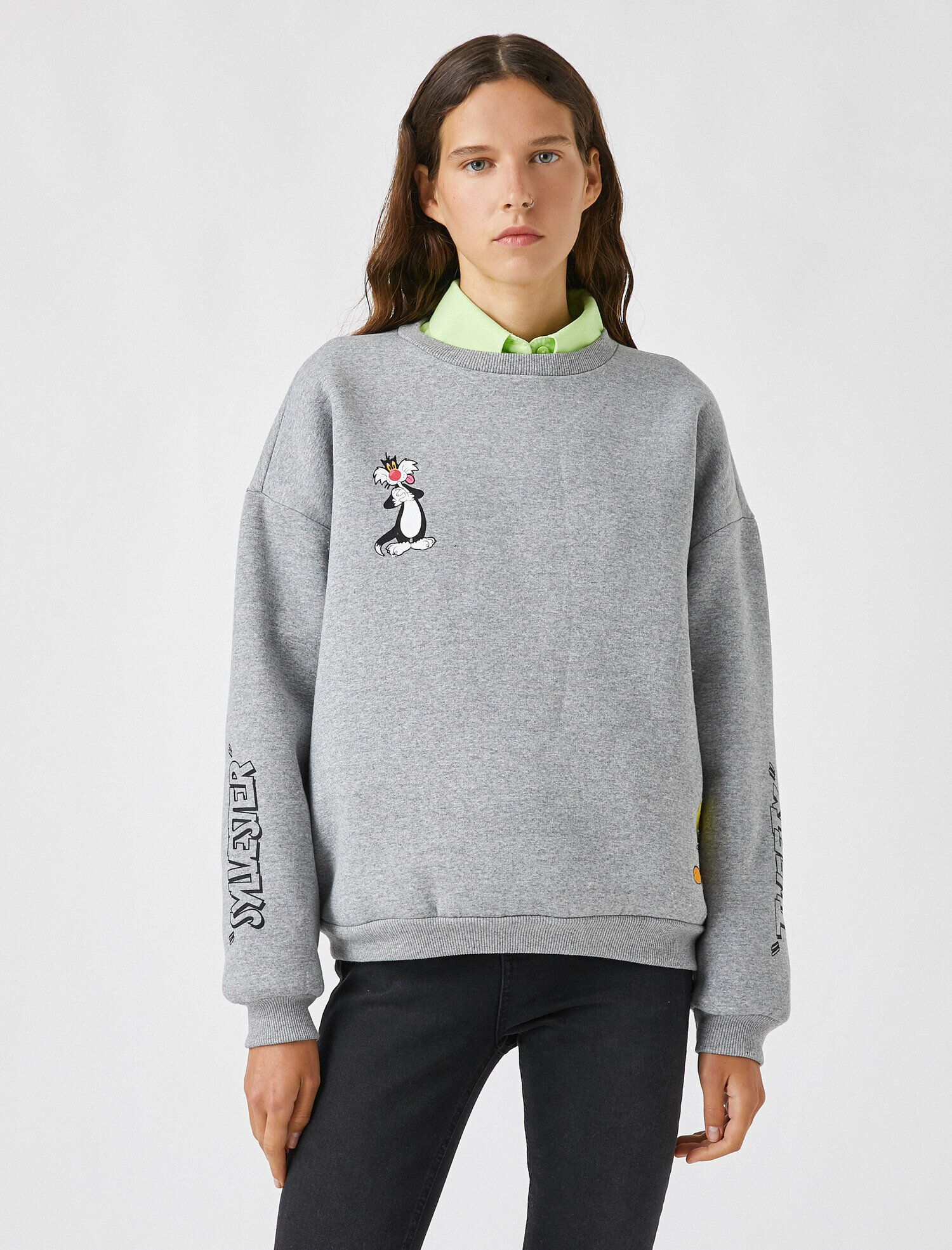   Warner Bros Lisanslı Baskılı Bisiklet Yaka Sweatshirt