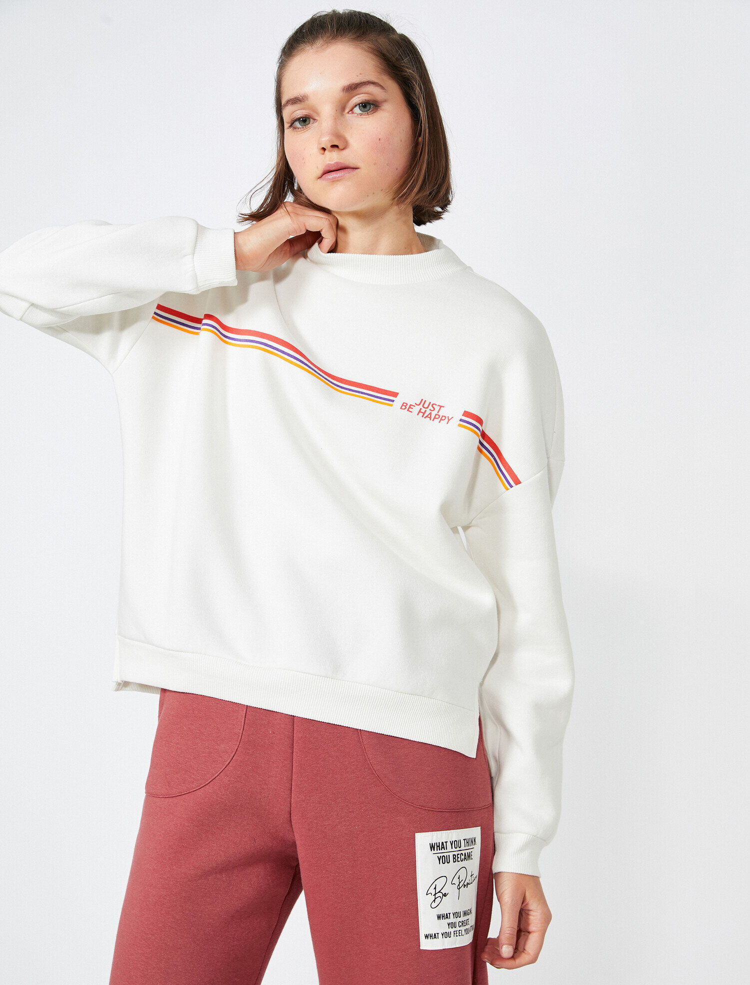   Baskılı Bisiklet Yaka Sweatshirt