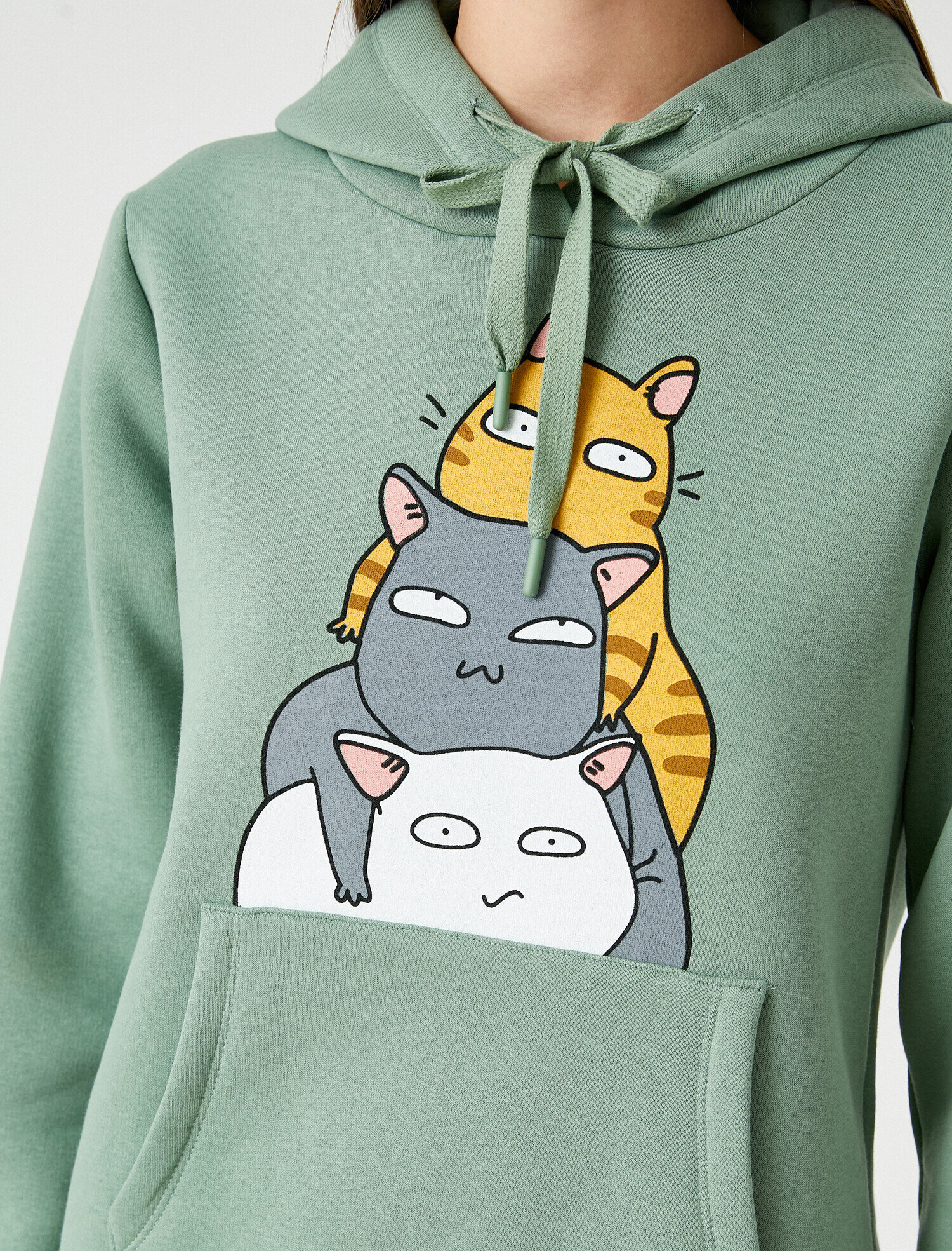   Kapüşonlu Baskılı Sweatshirt Uzun Kollu