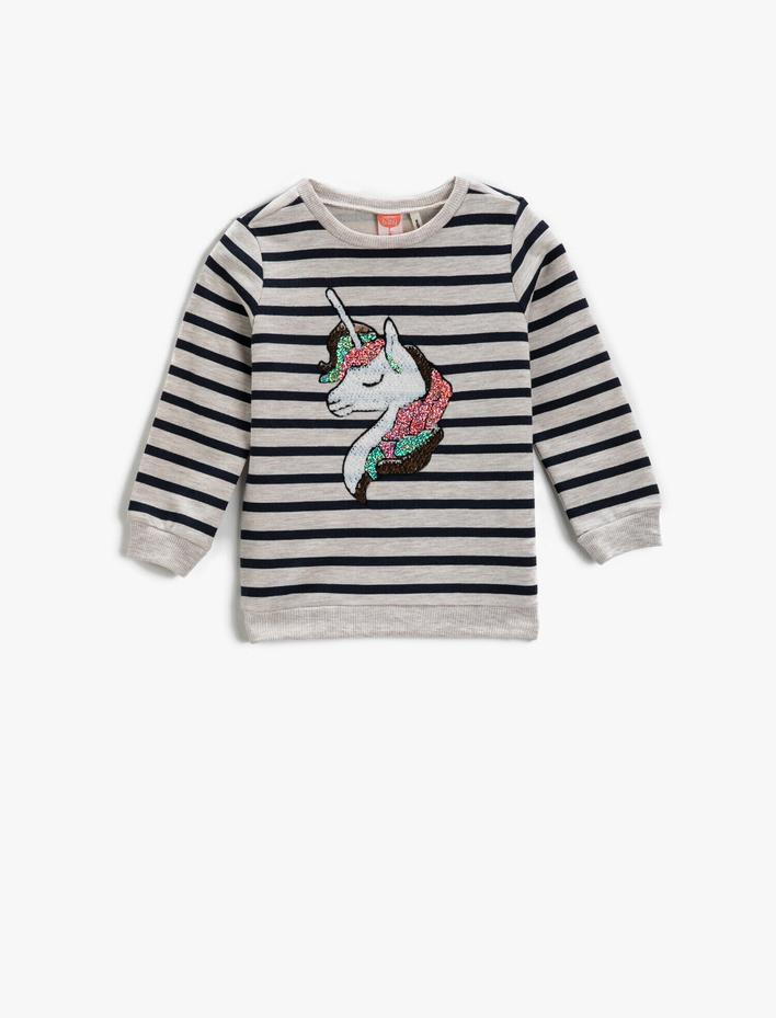 Kız Bebek Unicorn İşlemeli Sweatshirt