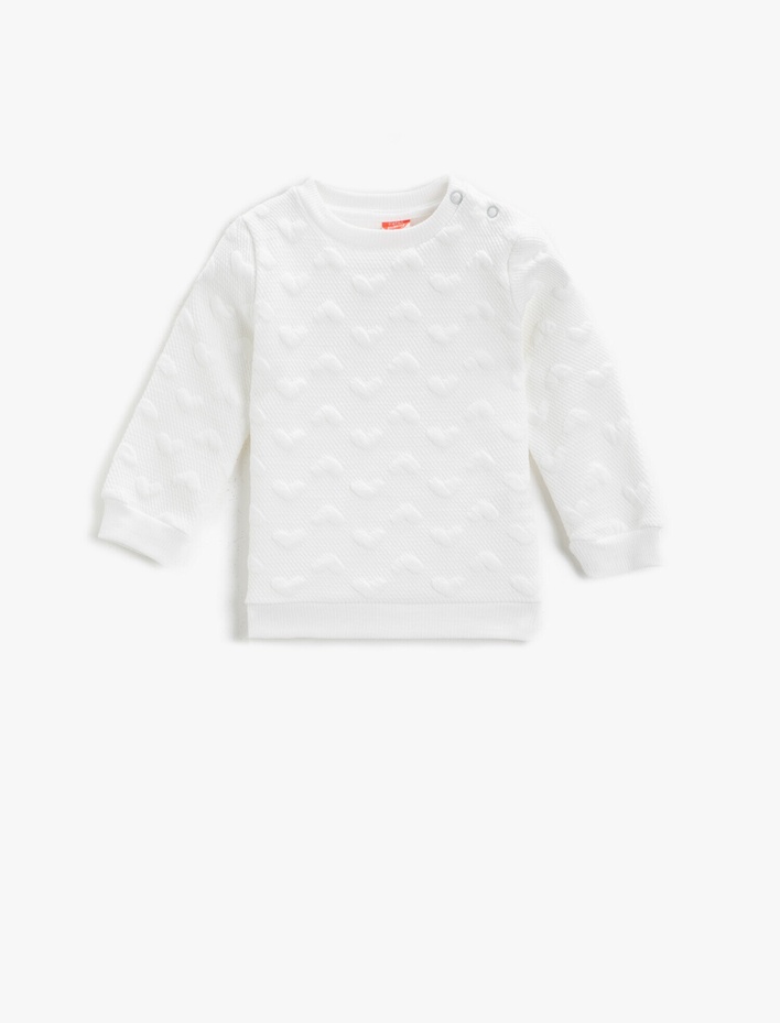 Kız Bebek Bisiklet Yaka Uzun Kollu Desenli Sweatshirt