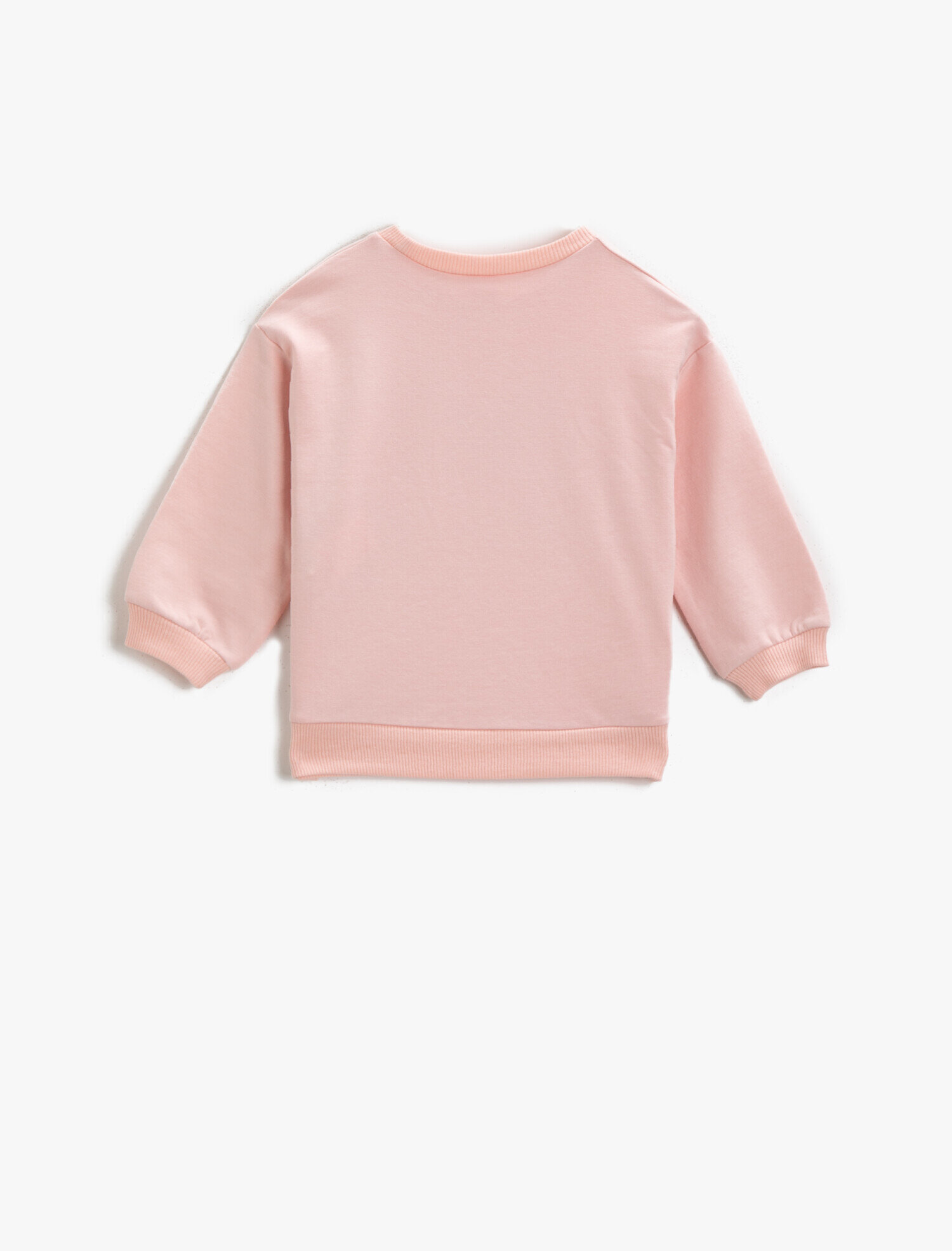  Kız Bebek Kalp Baskılı Sweatshirt Bisiklet Yaka Uzun Kollu Pamuklu