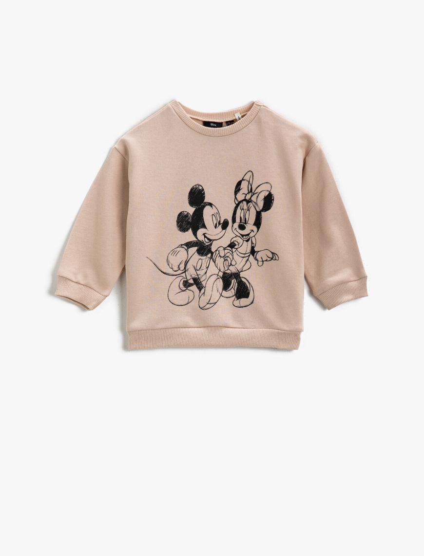  Kız Bebek Mickey & Minnie Mouse Baskılı Sweatshirt Lisanslı Pamuklu