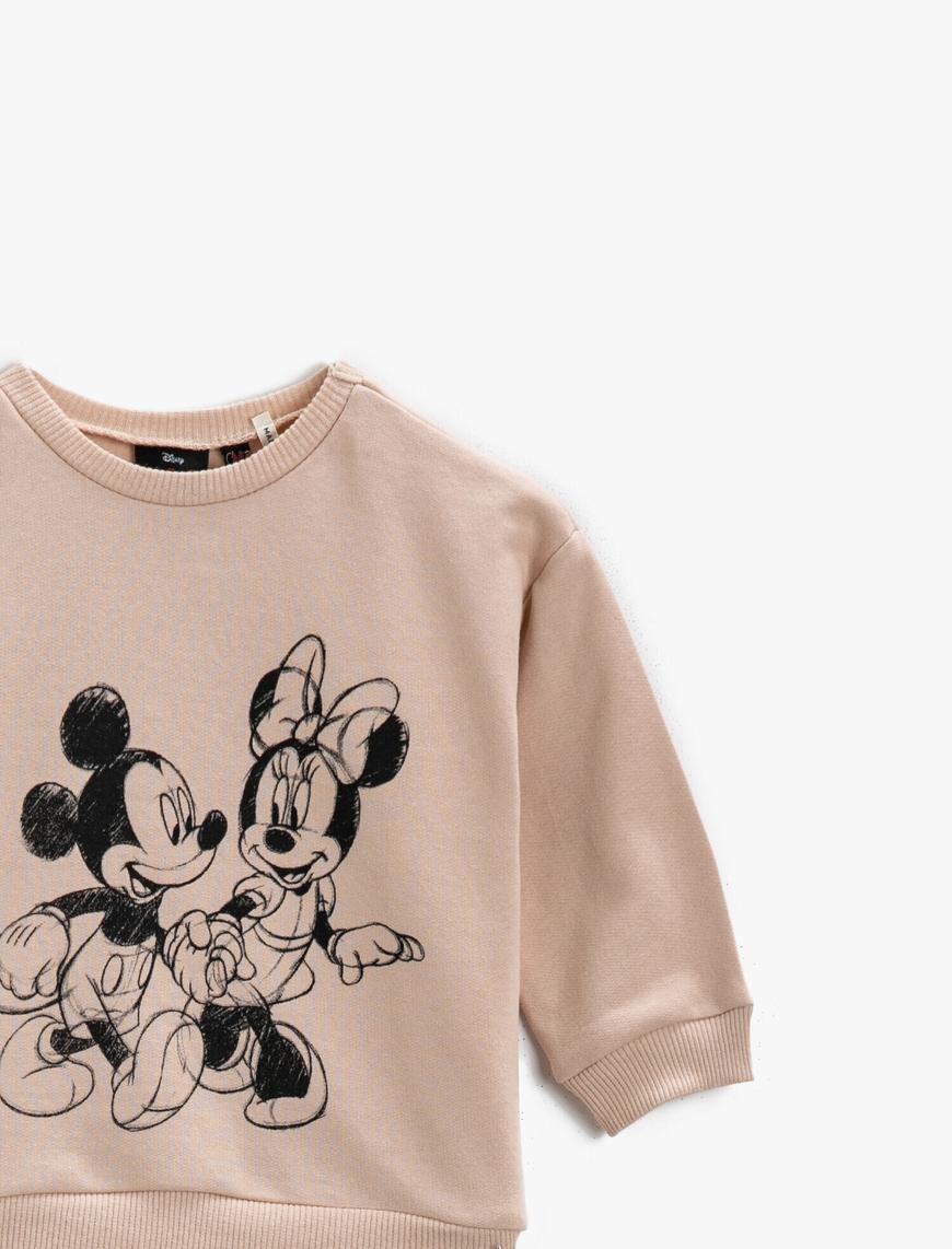  Kız Bebek Mickey & Minnie Mouse Baskılı Sweatshirt Lisanslı Pamuklu