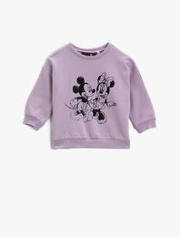Mickey & Minnie Mouse Baskılı Sweatshirt Lisanslı Pamuklu