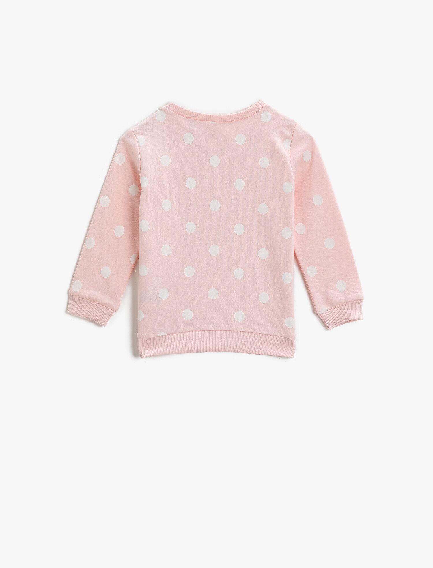  Kız Bebek Puantiyeli Pamuklu Sweatshirt Bisiklet Yaka Uzun Kollu