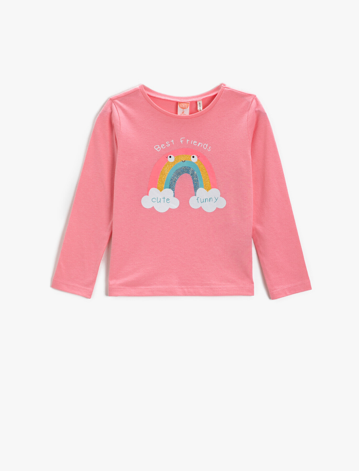  Kız Bebek Baskılı Tişört Uzun Kollu Bisiklet Yaka