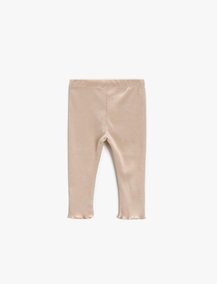 Kız Bebek Beli Lastikli Tayt Pamuklu