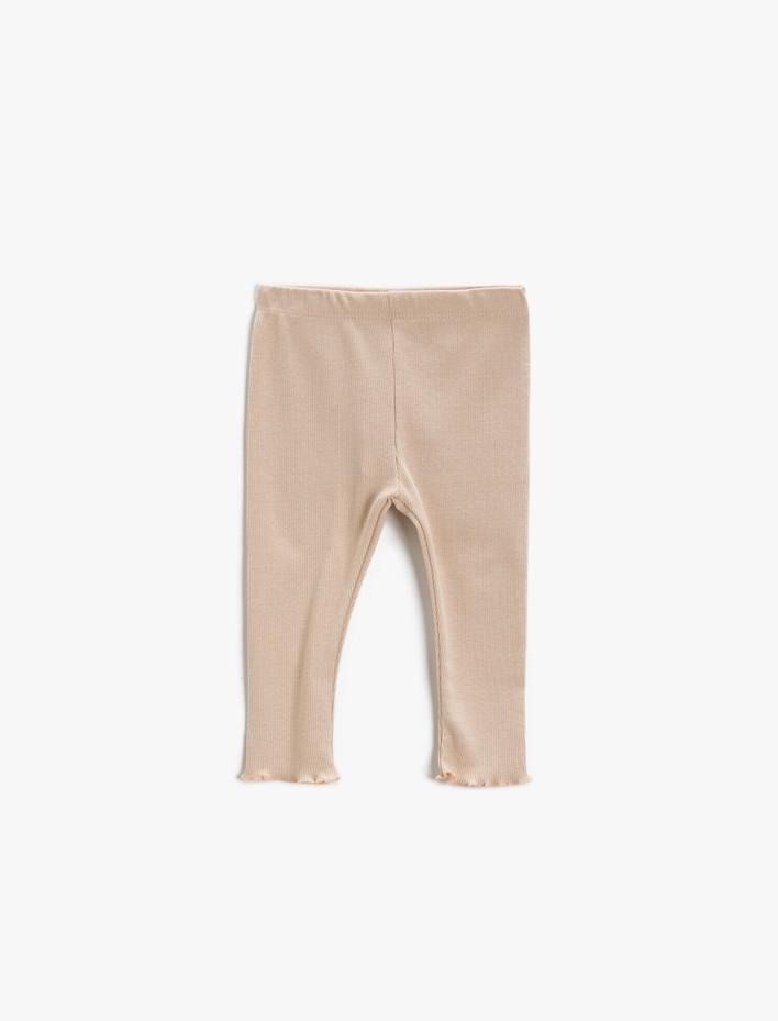 Kız Bebek Beli Lastikli Tayt Pamuklu