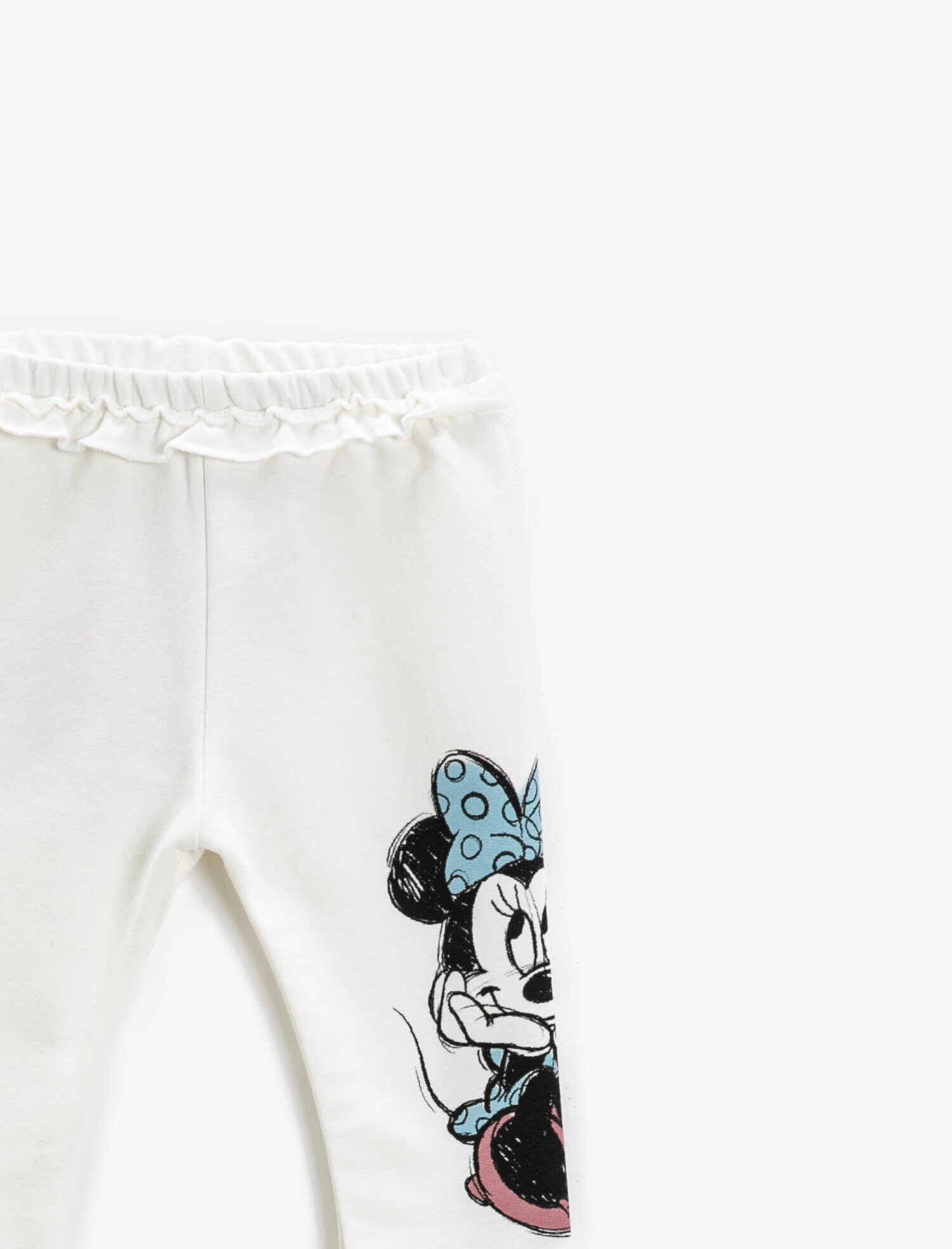  Kız Bebek Minnie Mouse Baskılı Tayt Beli Fırfırlı