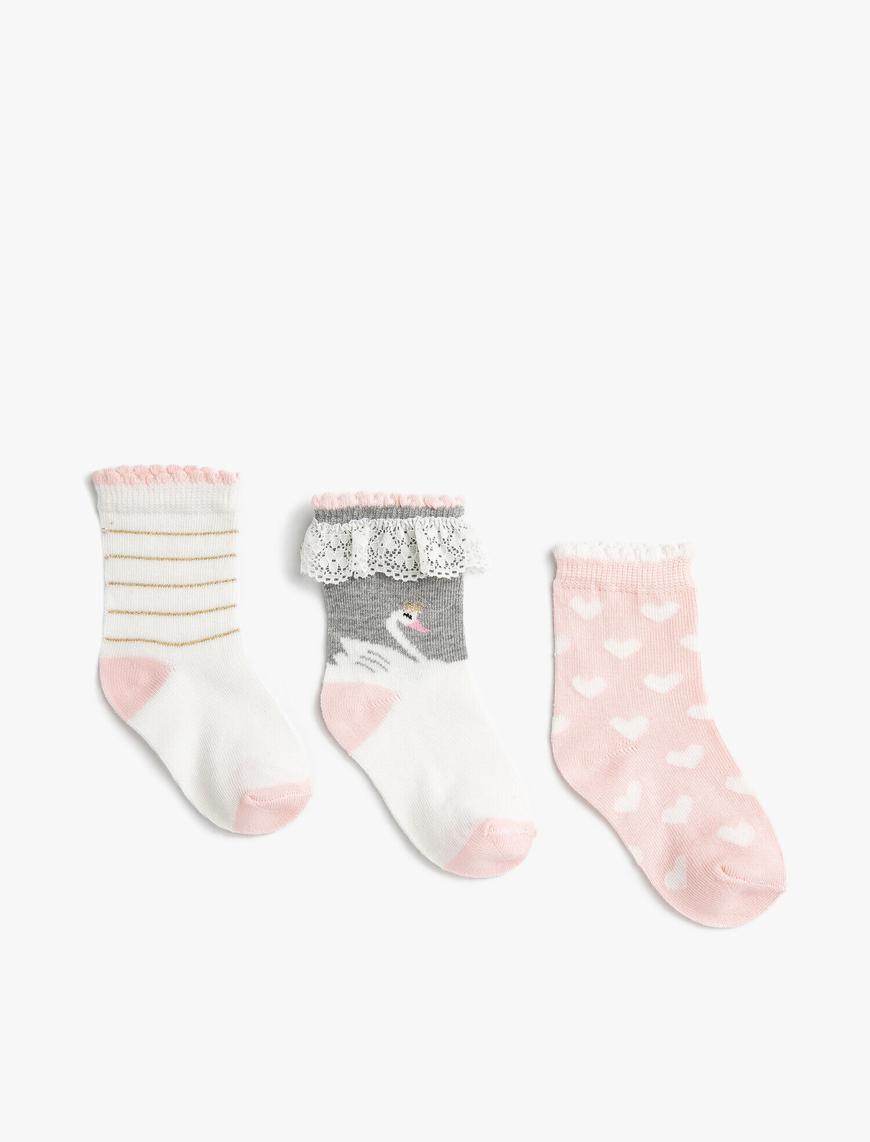  Kız Bebek Baskılı Çorap Set
