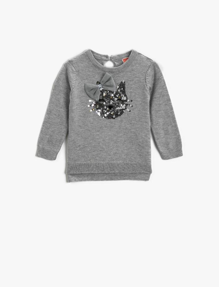 Kız Bebek Pamuklu Hayvan Figürü İşlemeli Kazak