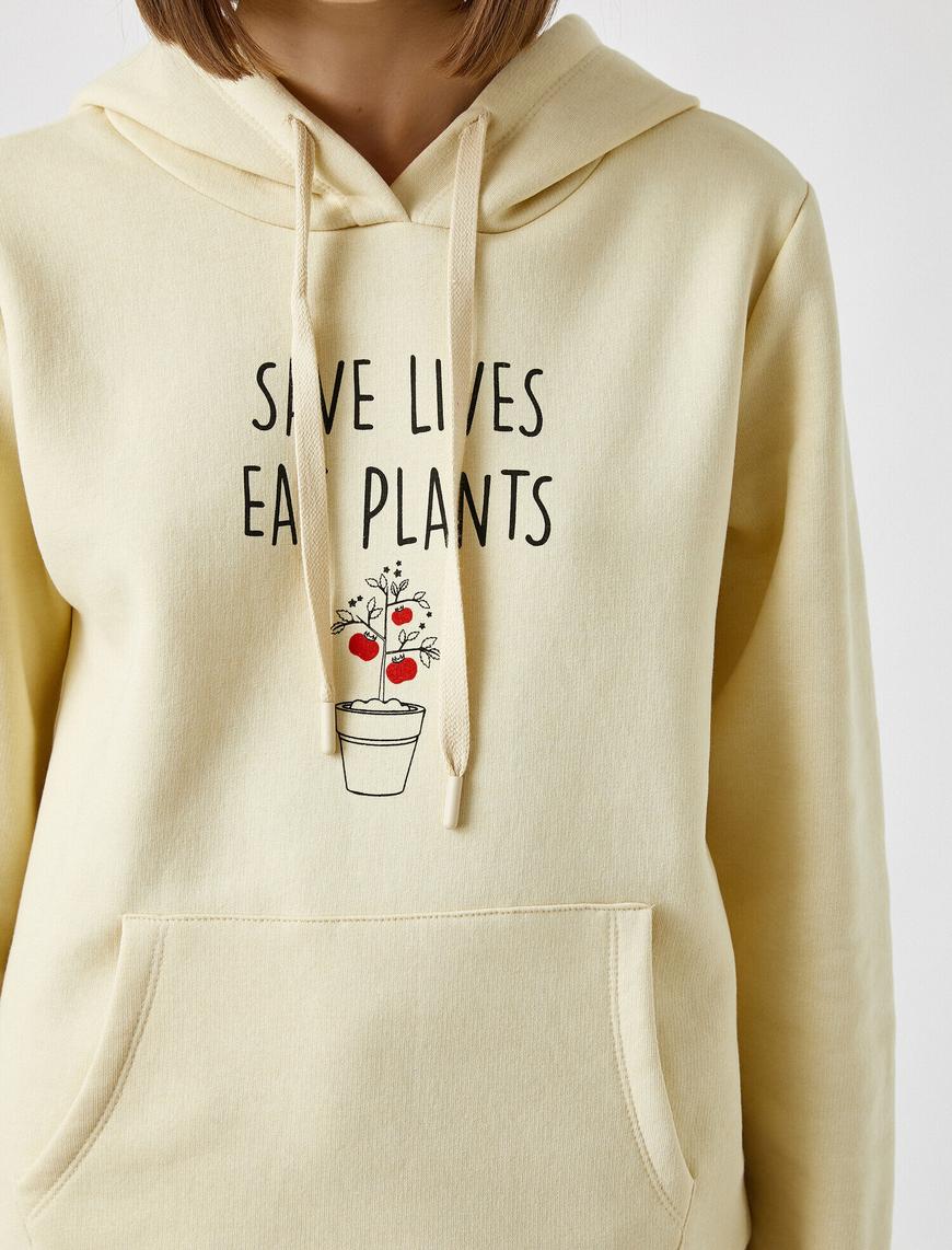   Baskılı Kapüşonlu Sweatshirt