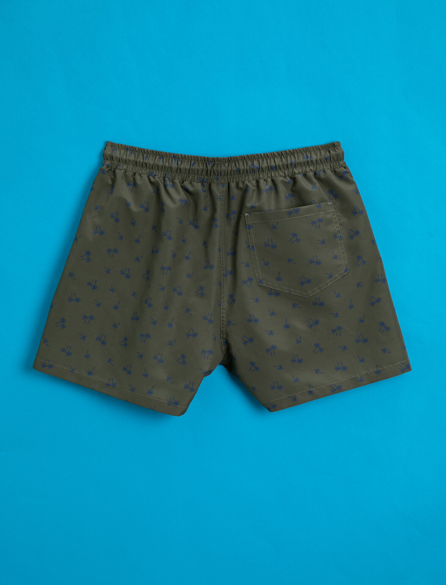   Mayo Şort Palmiye Baskılı Cepli Beli Bağcıklı