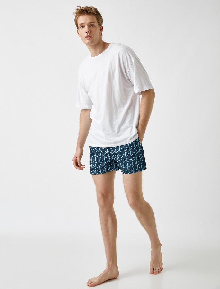  Geometrik Desenli Mayo Yüzme Şortu