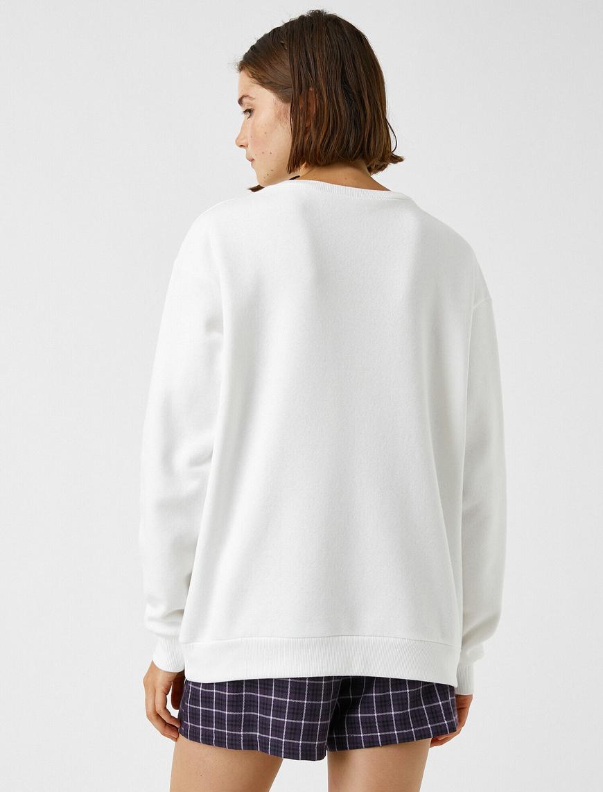   Bisiklet Yaka Uzun Kollu Baskılı Sweatshirt