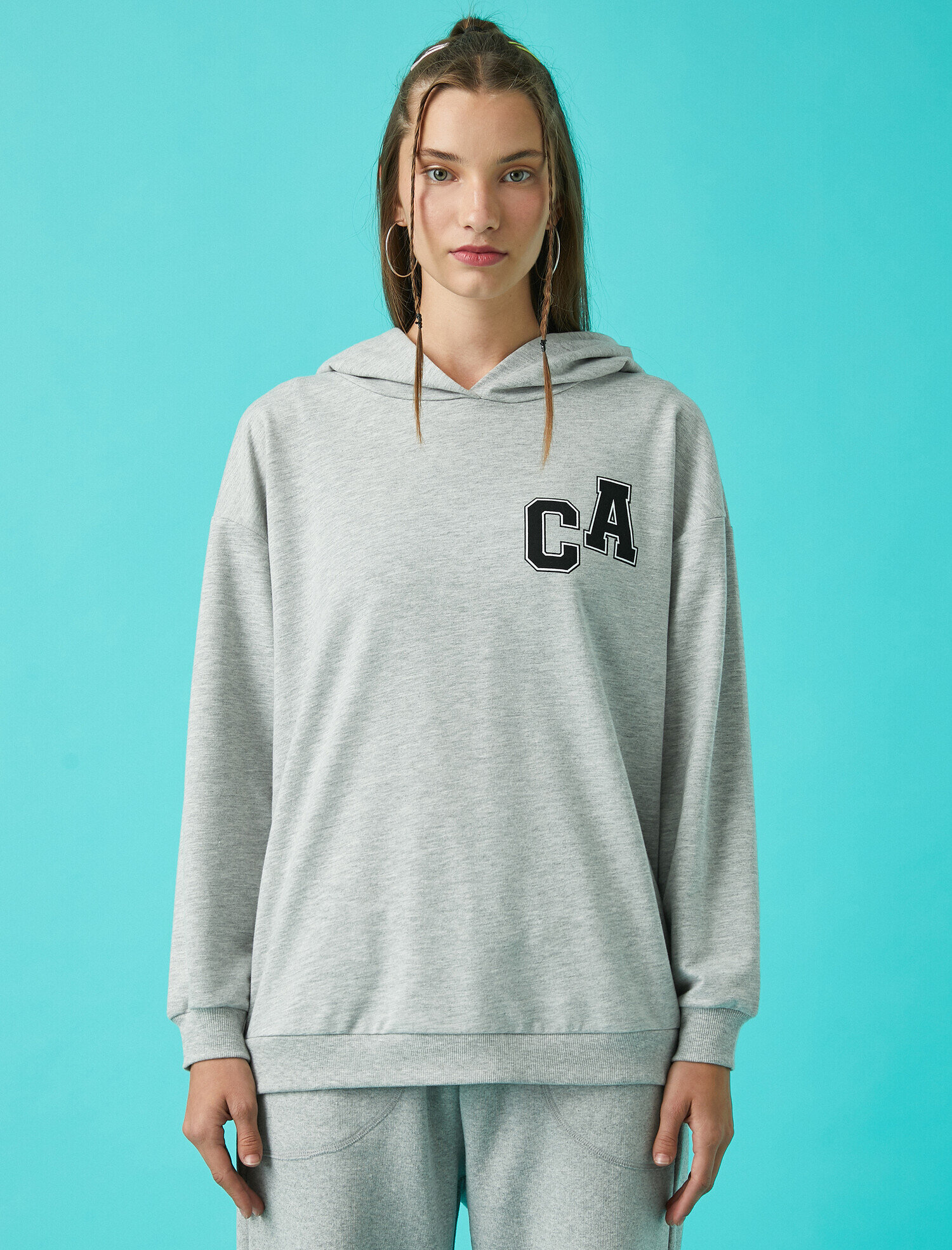   Baskılı Kapüşonlu Sweatshirt